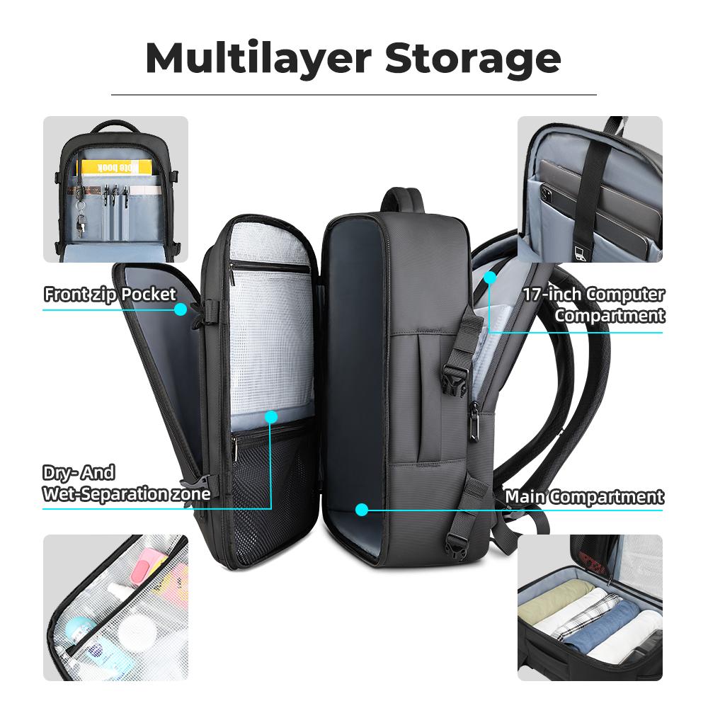 Heroic Knight Extra-Large Travel Backpack Business 17 Inch Laptop Backpack Waterproof Carry On Luggage Backpack Multifunction Daypack for College/Work