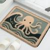 Sea Pattern Shower Room Small Carpet Bathroom Mat Absorbent Foot Pad Bathtub Mat Home Decoration Mat Machine Washable