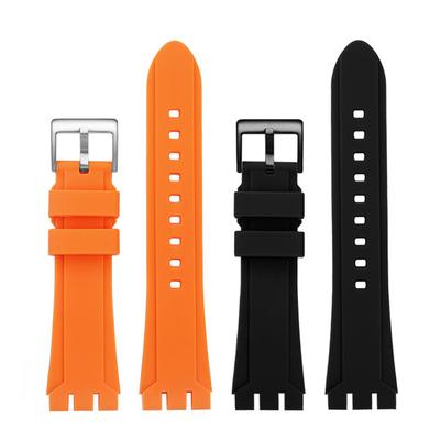 Do serii Swatch YVS496/495 YVS400 YVS401 Pasek do zegarka z żywicy silikonowej 19 mm 21 mm Wodoodporny pasek silikonowy Pasujący Czarny /Niebieski