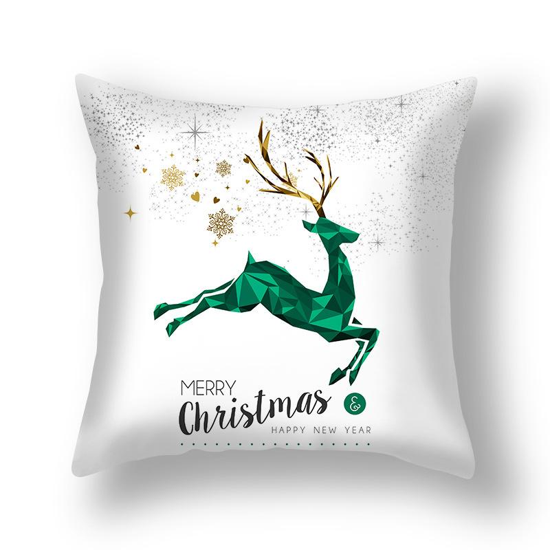 New Christmas Printed Linen Pillow Cover Sofa Cushion Cover Home Furnishings