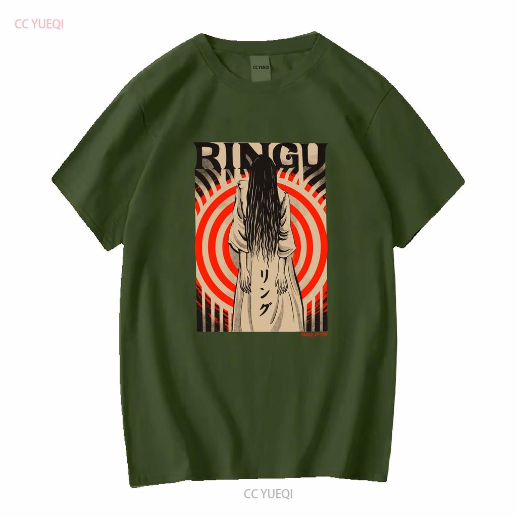 PREMIUM QUALITÄT Ringu Der Ring Sadako Samara Illustriertes T-Shirt Lang- oder Kurzarm Vintage Gewaschen Leicht Vielseitig Unisex