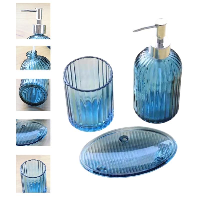 Akcesoria Łazienkowe Dozownik do Mydła Uchwyt na Szczoteczki do Zębów Szklany Pojemnik na Mydło Kubek do Płukania Ust Uchwyt na Szczotkę do WC Akcesoria Toaletowe