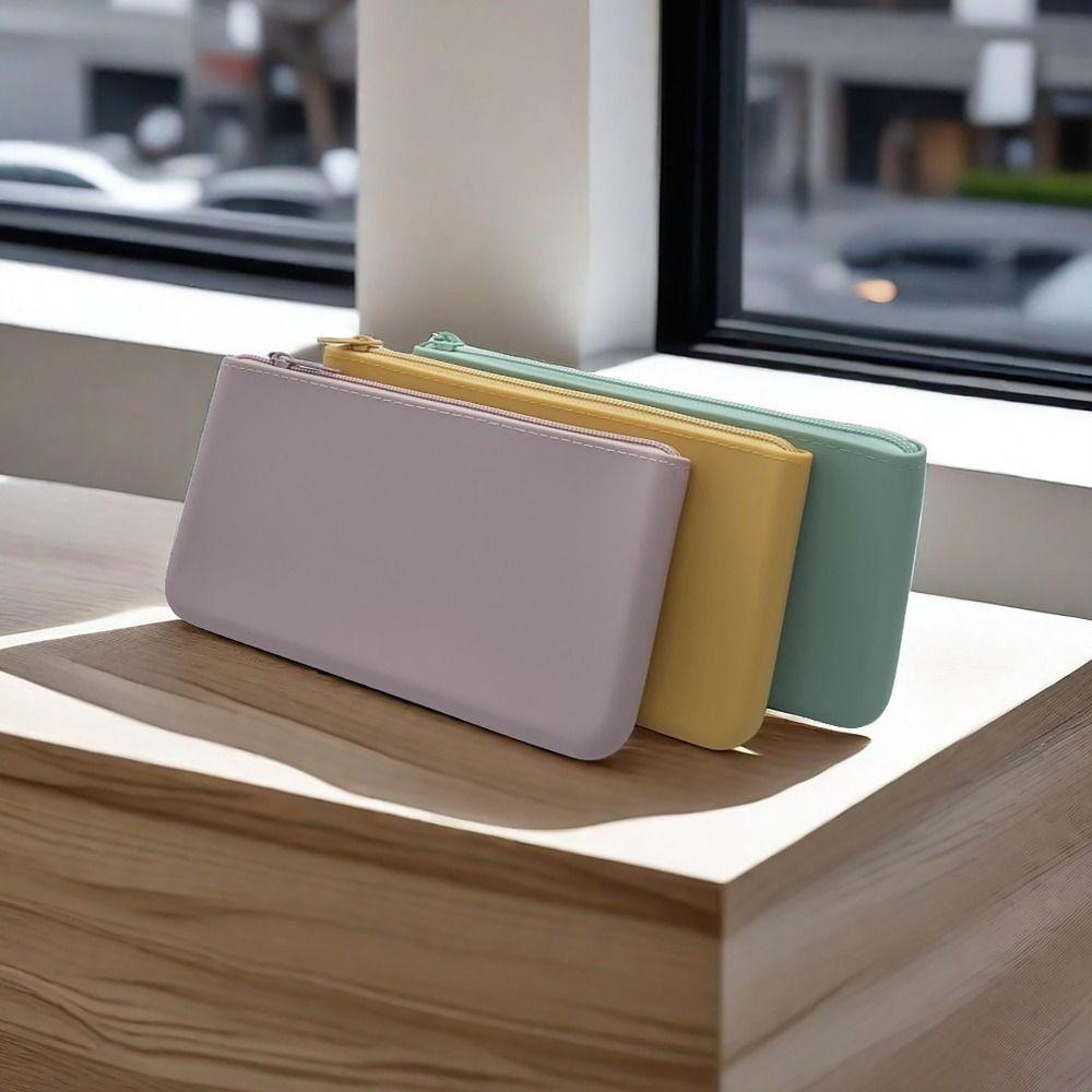 Silicone Organizer Cosmetic Bag Smooth Zipper Travel Pouch INS Style Lipstick Storage Bag  Students