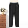 Sommer tynne bukser for middelaldrende og eldre kvinner Mamma-bukser Plussstørrelse Bukser med rette ben Bestemors is-silke capribukser