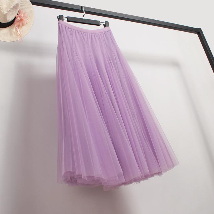 Women's High-End Mesh Pleated Midi Skirt - Summer Slimming Big Swing Tulle Skirt