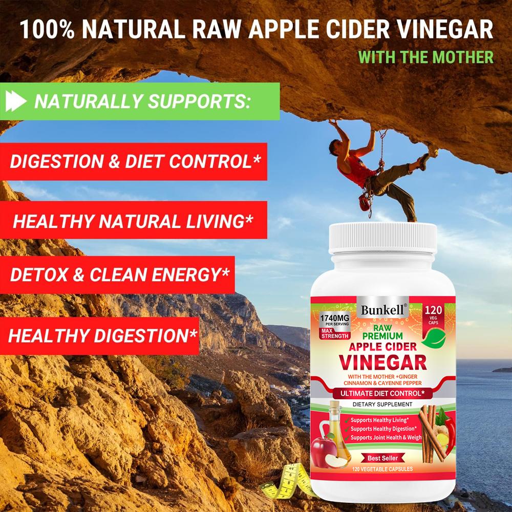 Apple cider vinegar, ginger root powder, 120 Vegetable Capsules Dietary Supplement