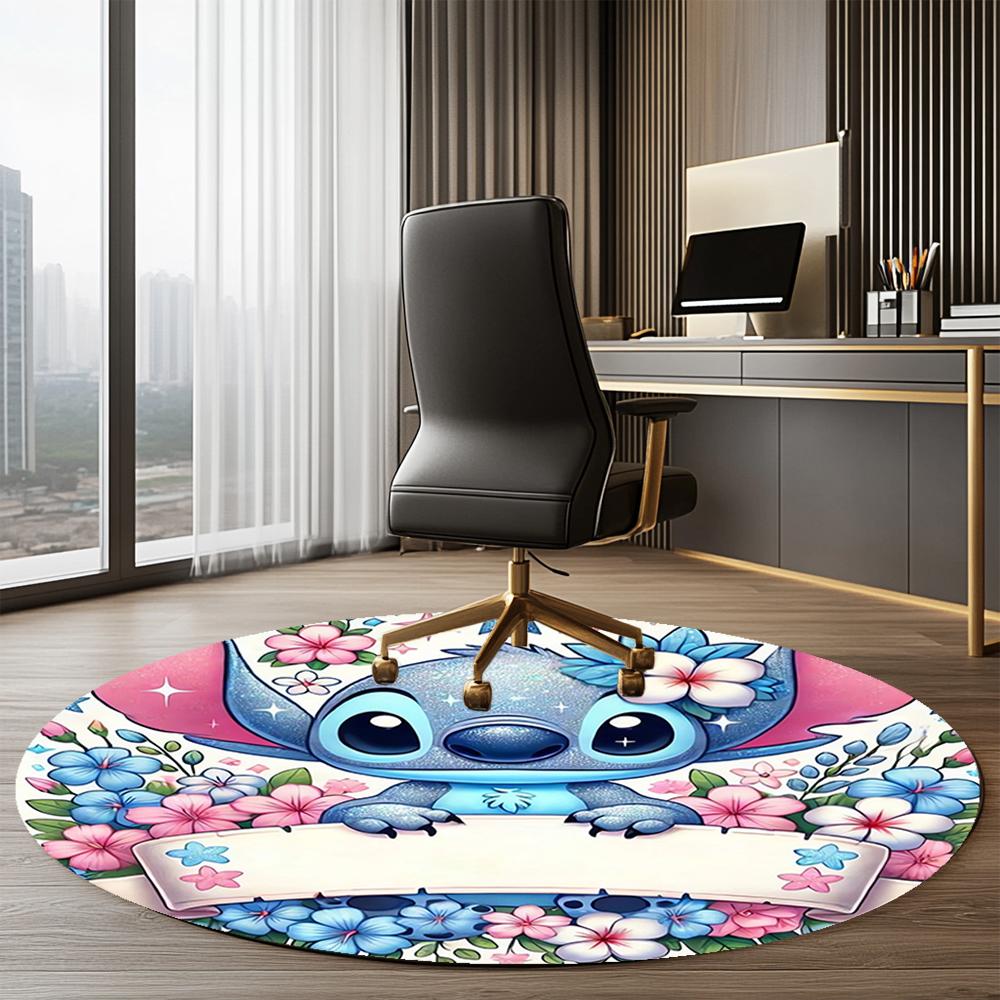 Stitch Printed Round Rug Carpet Chair Rug Area Rug Entryway Doormats,for Office Chair Living Room Bedroom Kitchen Room.