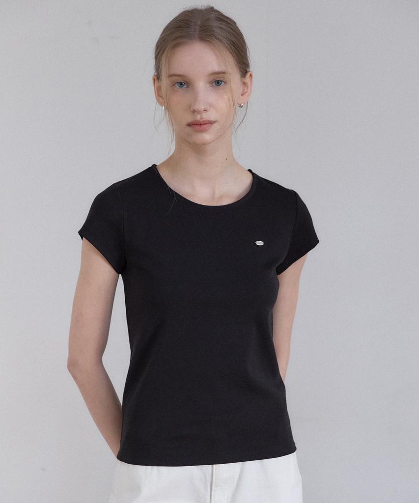 OURHOPE Logo Silky Slim Fit T-Shirt - Black