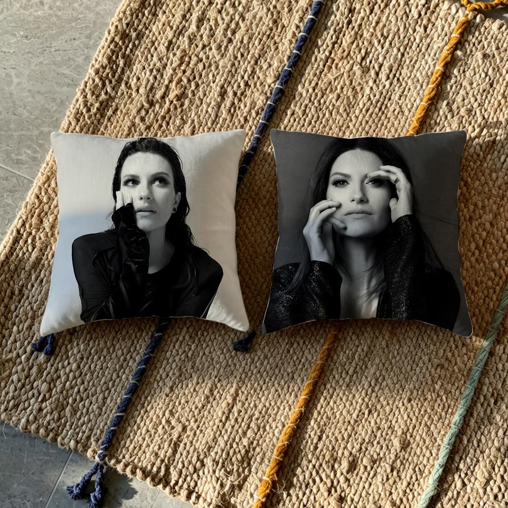 L-Laura Pausini Cushion Cover Cushion Cover Pillowcase, Anti-Mite Invisible Zipper, Linen Sofa Cushion