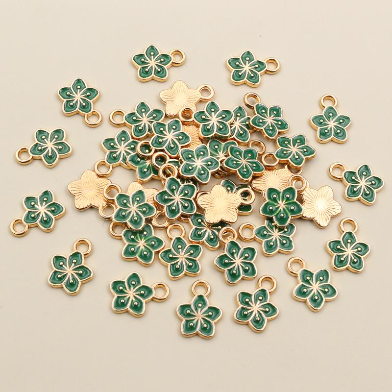 50Pcs 11x9mm Small Alloy Flower Charms Pendants Multi Colors For DIY Bracelet Necklaces Jewelry Making Accessories