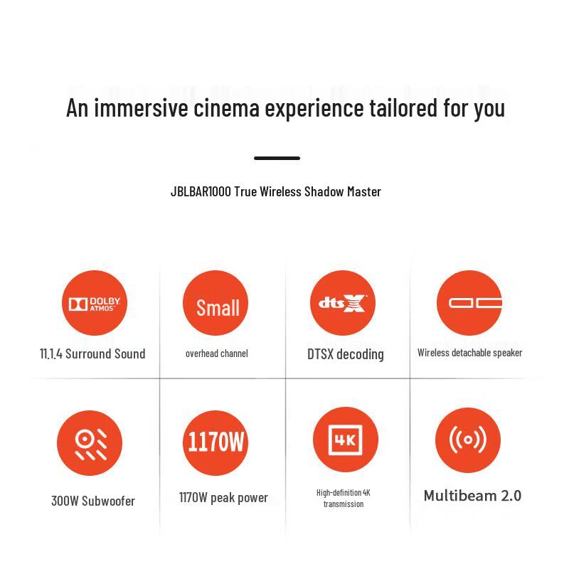 JBL BAR1300X 11.1.4 Channel True Wireless Dolby Atmos Soundbar System