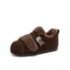 Women Winter Fleece Lined Suede Closed Toe Warm Cotton Shoes With Velcro Closure