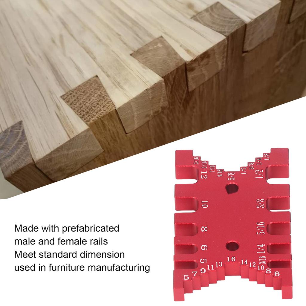 Dovetail Jig Tenon Caliper Aluminum Scale Card Measuring Woodworking Tool