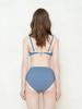 Painbei Herz-Hals-Frottee-Bikini-Oberteil, Stahlblau