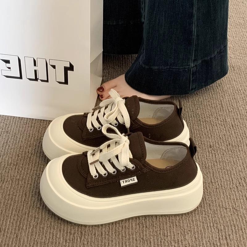 Platform Canvas Shoes Women's 2 New Summer Thin Versatile Big Head Shoes Height-increasing Sports and Leisure Board Shoes