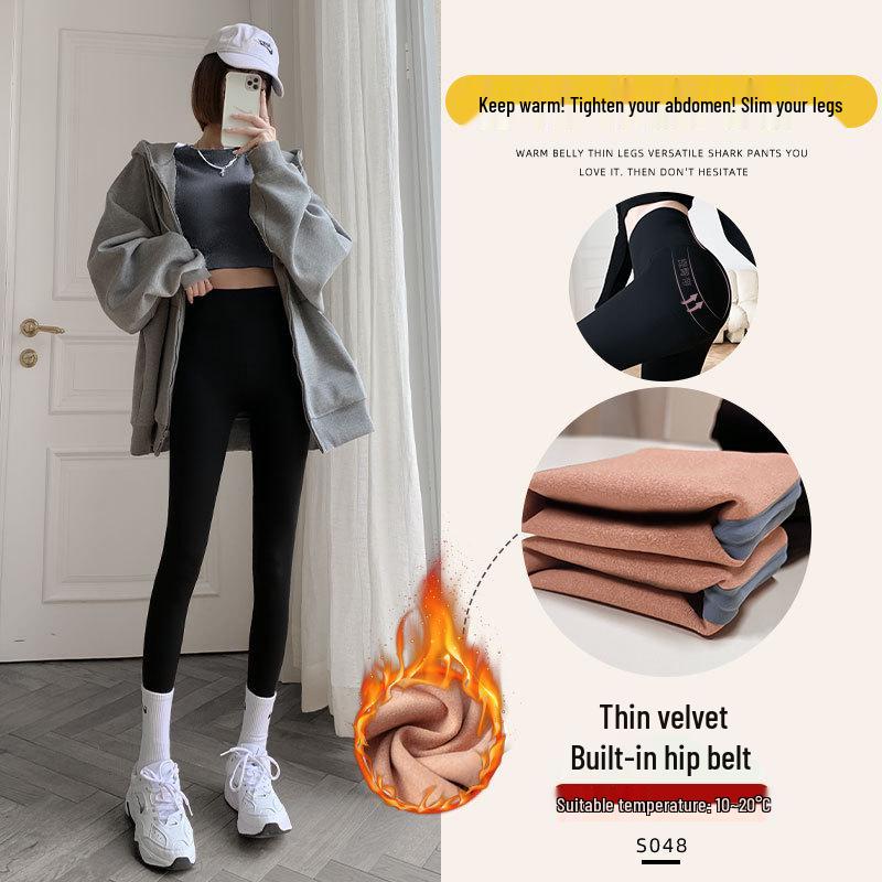 Women's Spring Slimming Yoga Pants - Thin Style, Warm Cotton, Lambswool, Butt Lifting, Base Layer