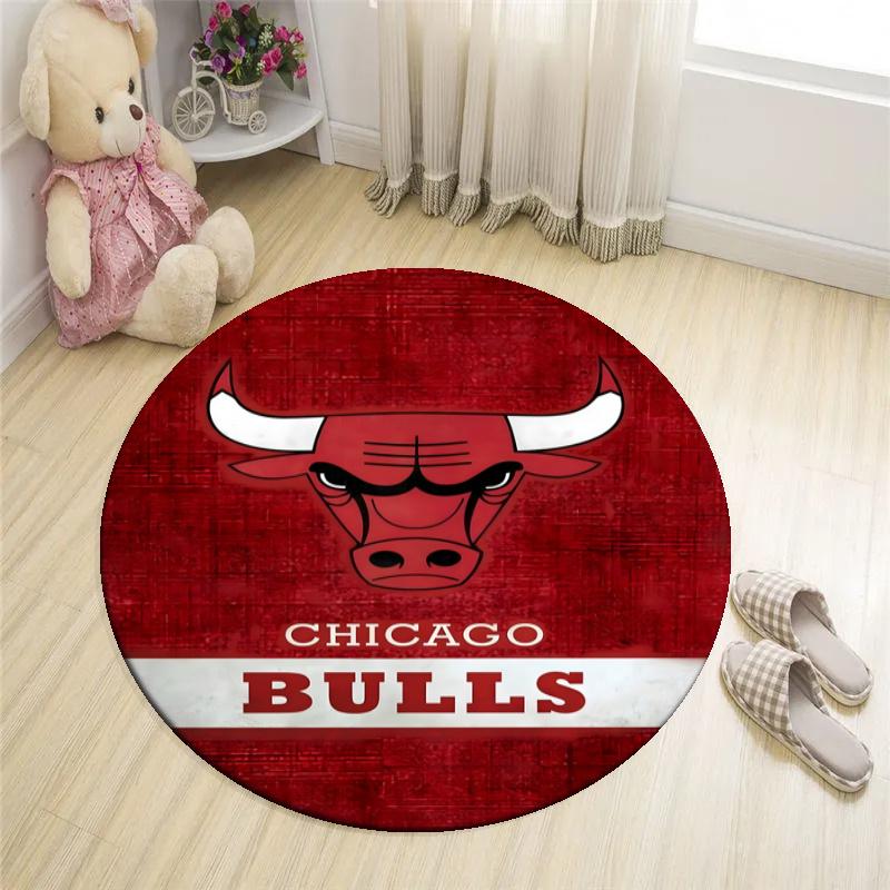 Customizable Chicago Bulls Round Non-Slip Carpet - Ideal for Garden, Picnic, Office, Perfect for Decoration, Suitable For All Seasons