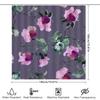 Purple Floral Shower Curtain With Green Leaves Watercolor Print Bathroom Decor For Home Pink Lavender Green