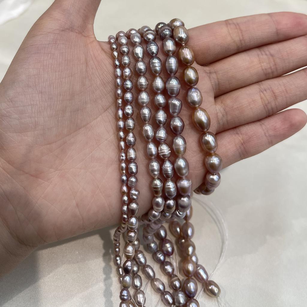 1 String AA Grade Purple Freshwater Rice Pearl Beads 3-8mm, 36cm Strand, Natural Pearl Beading Supplies, Loose Beads for DIY Handmade Jewelry Making
