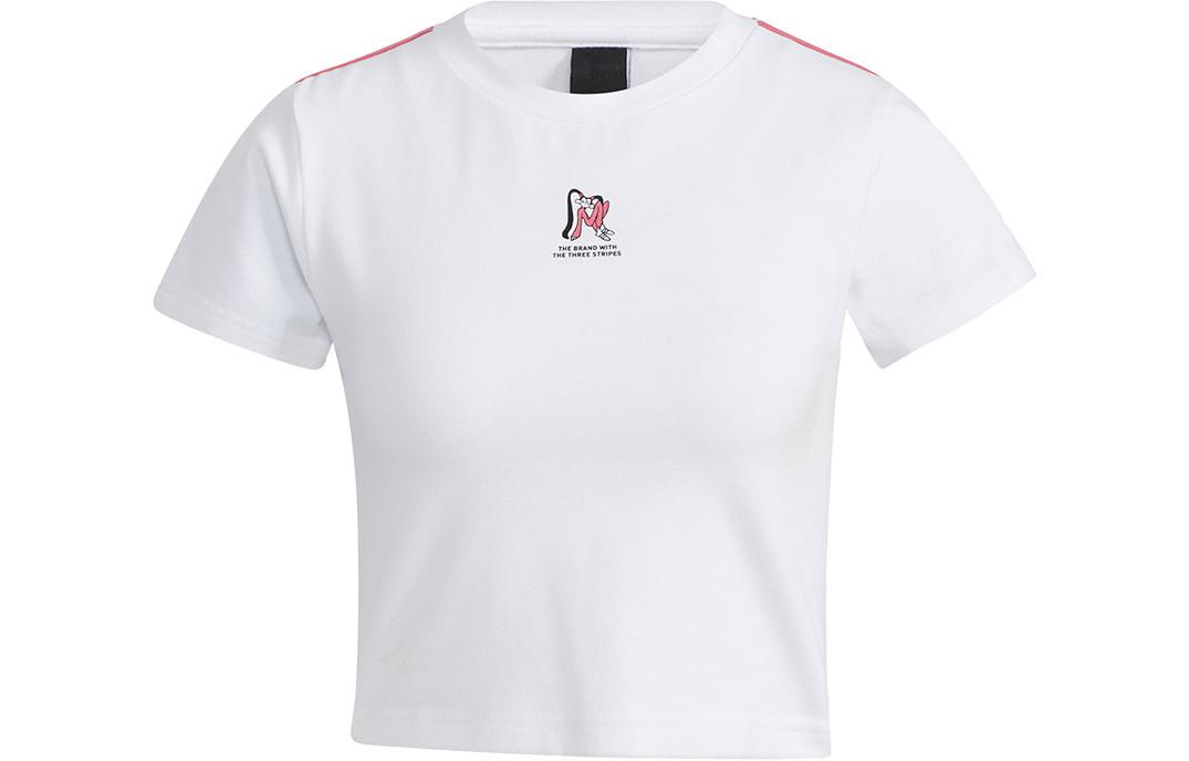 Adidas Crop Tops Women s White Crew Neck Moderate GT0098 M