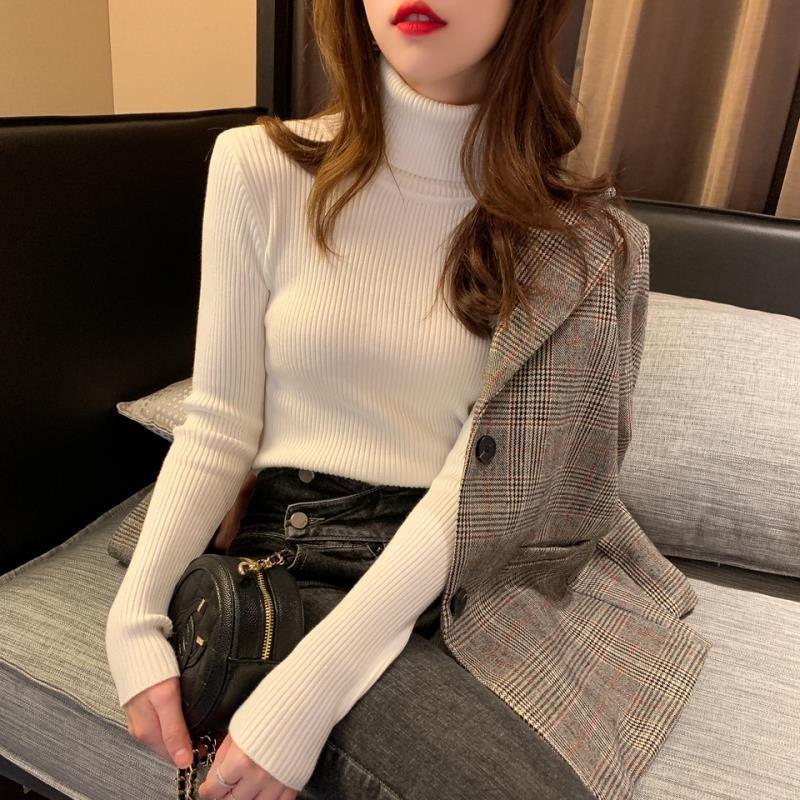 Turtleneck Sweater Women Fashion Simple Winter Pullover Jumper High Elastic Knitted Fall Female Basic Tops Casual Blouse