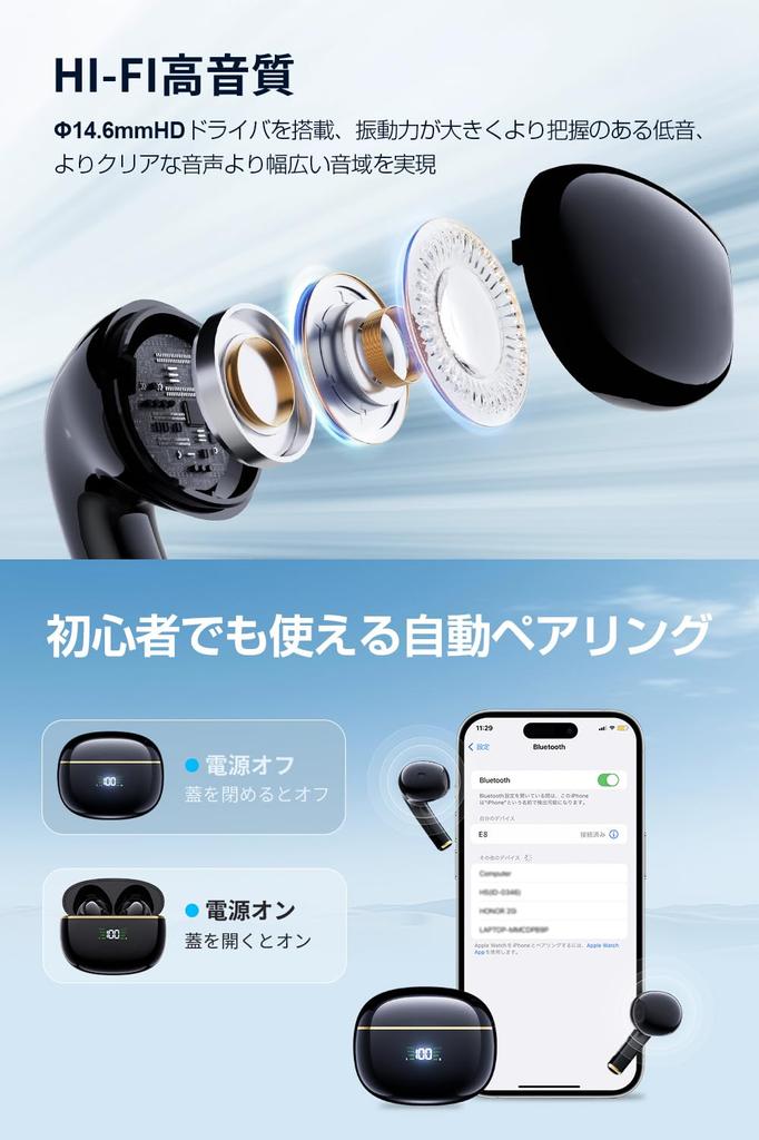 2025 New Masterpiece Model Bluetooth Wireless Earbuds with ENC Noise LED Sound Automatic Instant Cordless Fast IPX7 Single or Perfect for and Gaming