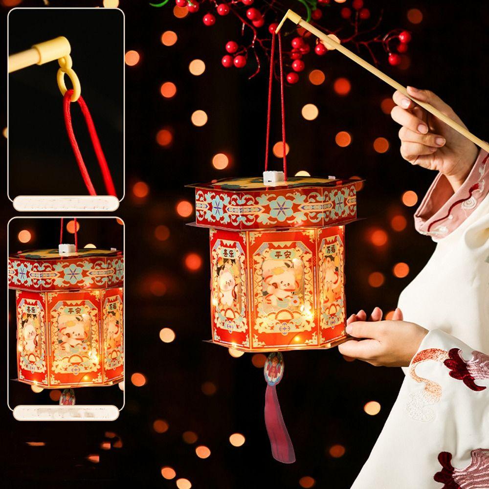 

Waterproof Chinese Style Lantern Cartoon Portable Lantern Festival Lanterns Mid-Autumn Festival красный