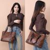 Fashion Retro Women's Leather Bag Soft Portable One-shoulder Messenger Tote Bag Large-capacity Women's Bag