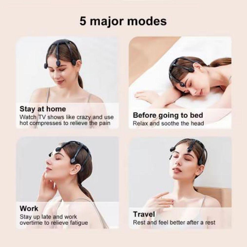 Type-C Octopus Claw Head Massager 5 Modes Scalp Massager Electric Head Massager  Relaxation