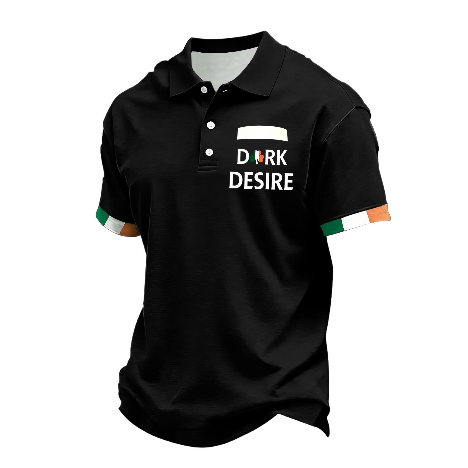 

Мужская повседневная рубашка с коротким рукавом, воротником-стойкой и декоративной пуговицей XL чёрный