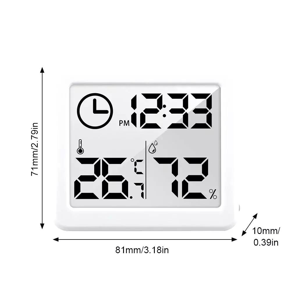 New White Indoor Thermometer Electronic Plastic Digital Clock Automatic Multifunction LCD Thermometer