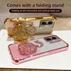 KEYSION Shockproof Plating TPU Phone Case for TECNO Spark Go 2 Pop 10 Glitter Jewelled Swan Kickstand Cover for Infinix Smart 10