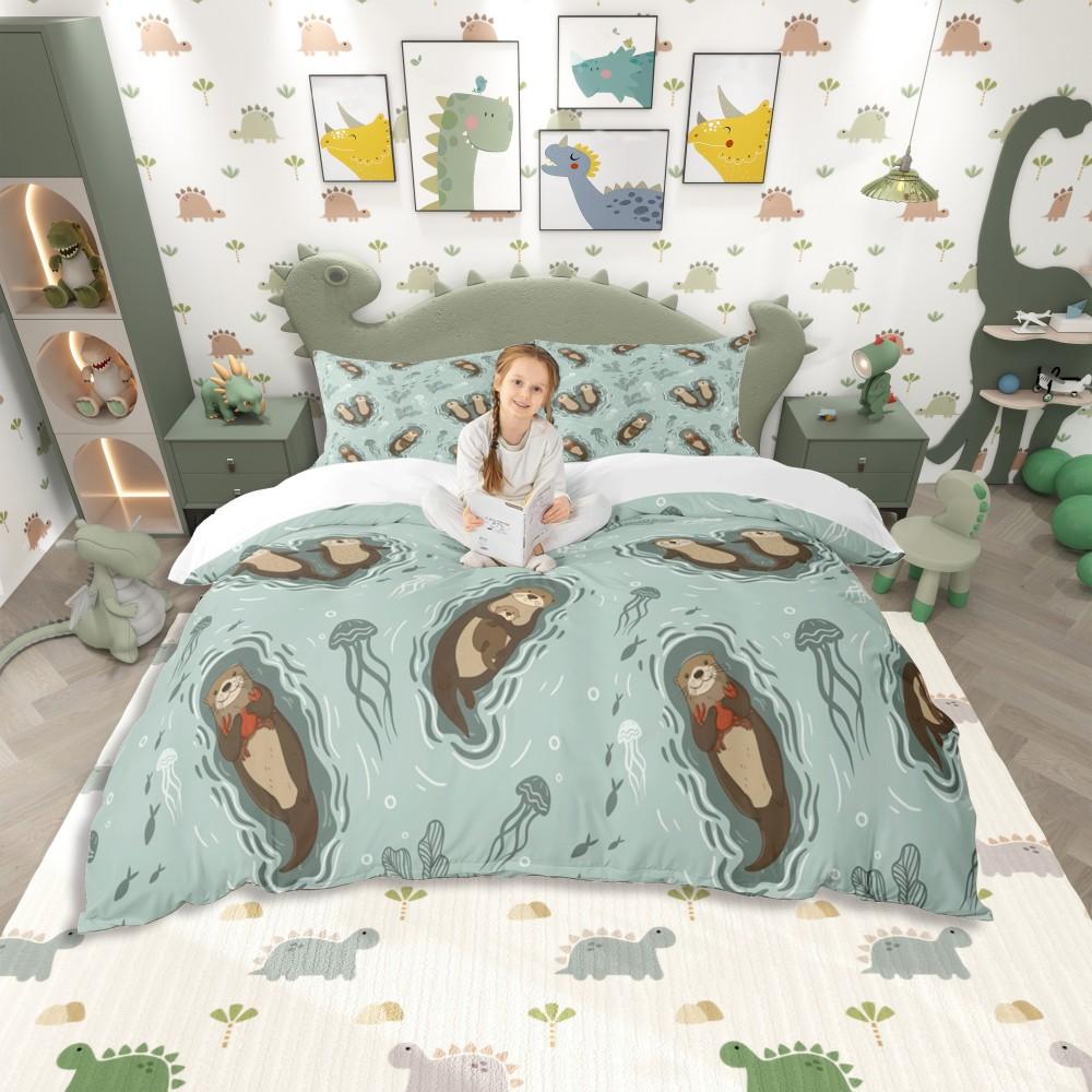 Comforter Homewish Kawaii Frog Prince For Teenleaf Plant Bedding Setcartoon Animal Theme Reversible Bed Set