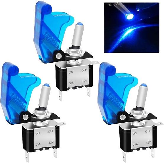 Twidec/3Pcs Rocker Toggle Switch 12V 20A Heavy Duty Racing Car Automotive Auto SPST ON/Off Toggle Switch Red LED Light Illuminated 3Pin with Red