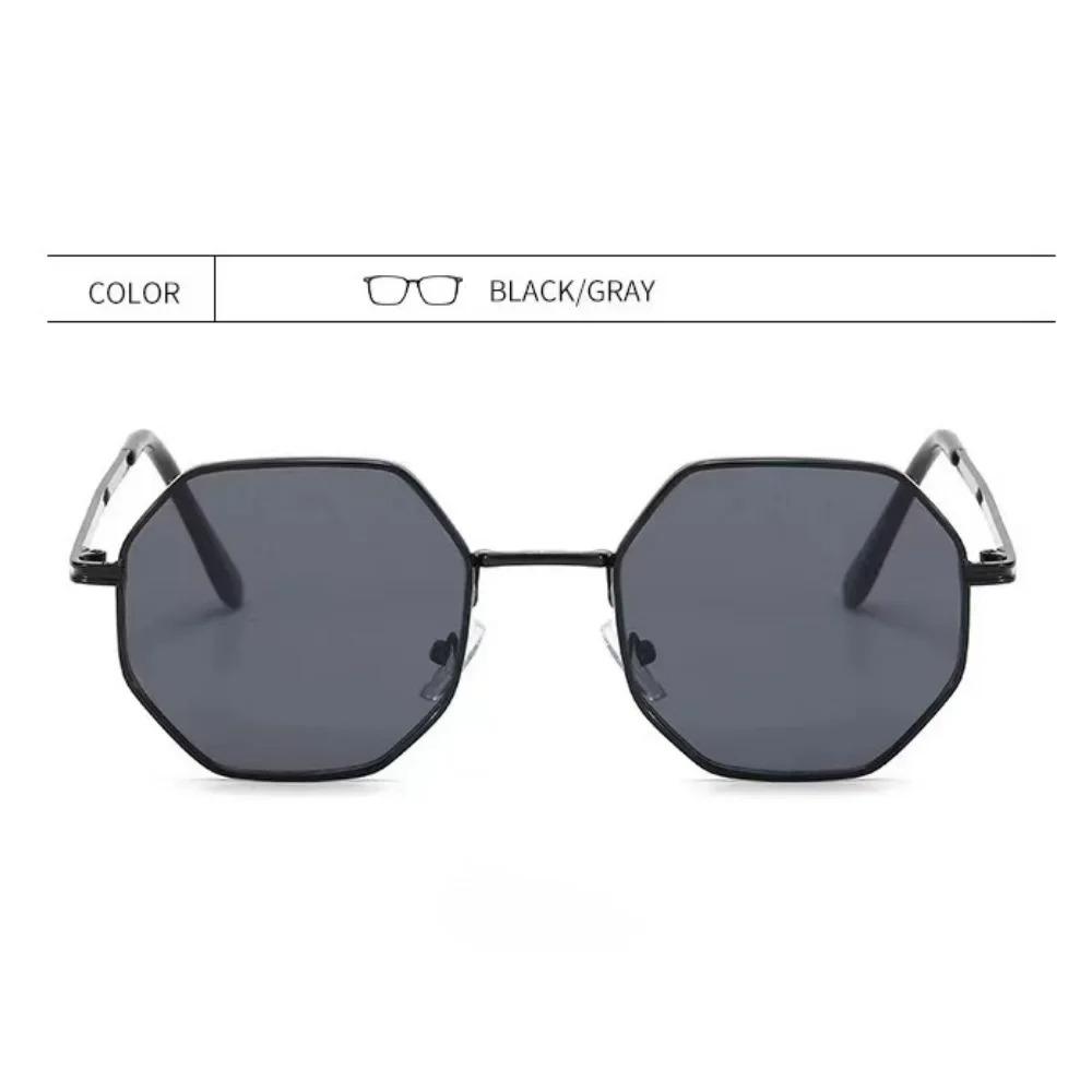 Occhiali da Sole Ottagonali Poligonali in Metallo Classici Moda Retro Accessori per Occhiali Adatti per Vacanze al Mare e Guida