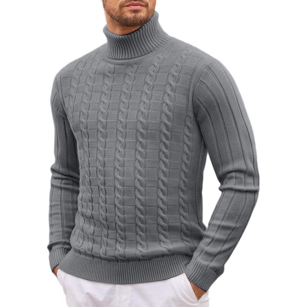 Men's Sweater  Knitted Sweater  Solid Color  Gao Ling  Stripes  Twisted Dough  Leisure