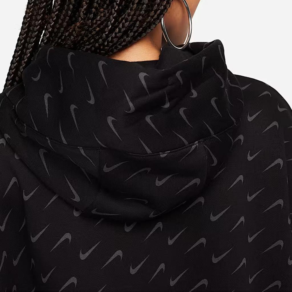 Nike SS25 Sportswear Phoenix Comfortable Stylish Simple Solid Color Hoodie With Brand Logo Print Women Hoodies Black FN3649-010