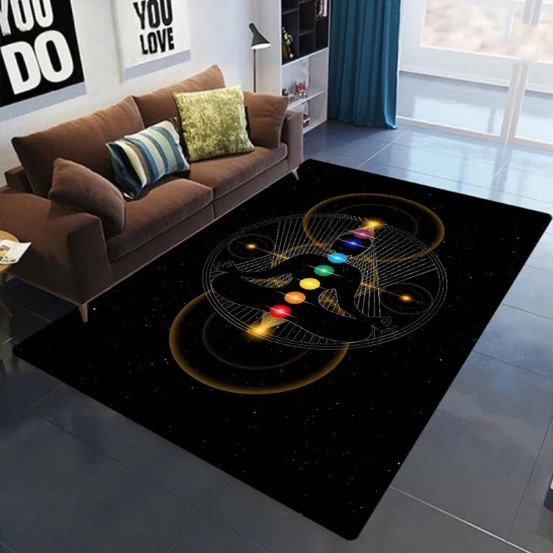 Meditation Chakren Design Teppiche Rutschfeste Teppichmatte für Schlafzimmer Wohnzimmer Dekor Teppich Spirituelle Heimmatte Wohnzimmer Dekor