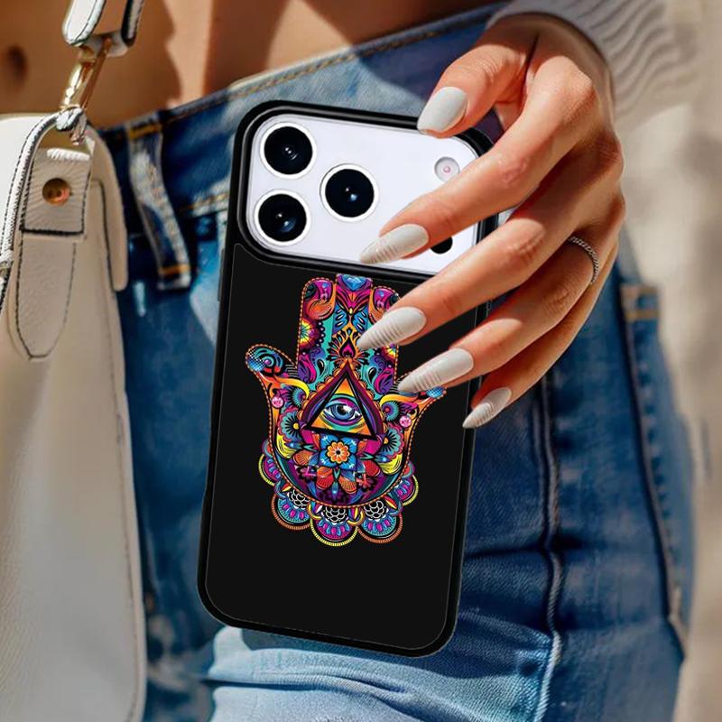 Hamsa Hand Amulet Psychedelic Phone Case For iPhone 17 Air 14 15 13 12 Max Cover For Apple 14 15 16 16e 11 Pro Max Plus