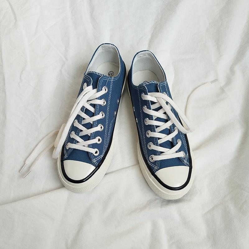 

Canvas shoes olive green high-top students haze blue cloth shoes 19 44