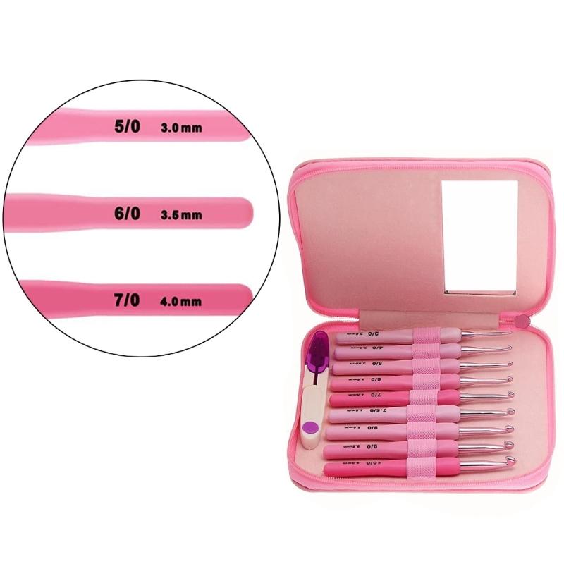 1 Set 2,0mm-6,0mm Häkelnadelset Pinker Farbverlauf Stricknadel Ergonomische Häkelnadel Häkelzubehör