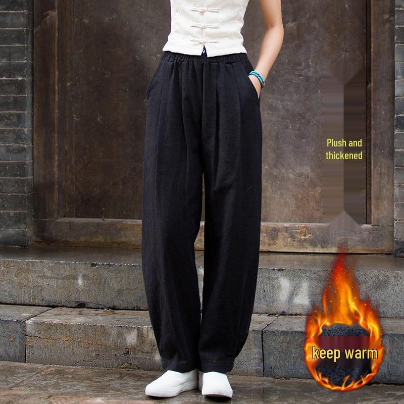 2025 Spring/Summer Women's Cotton Linen Slimming Lantern Pants - Sand Washed Loose Fit.
