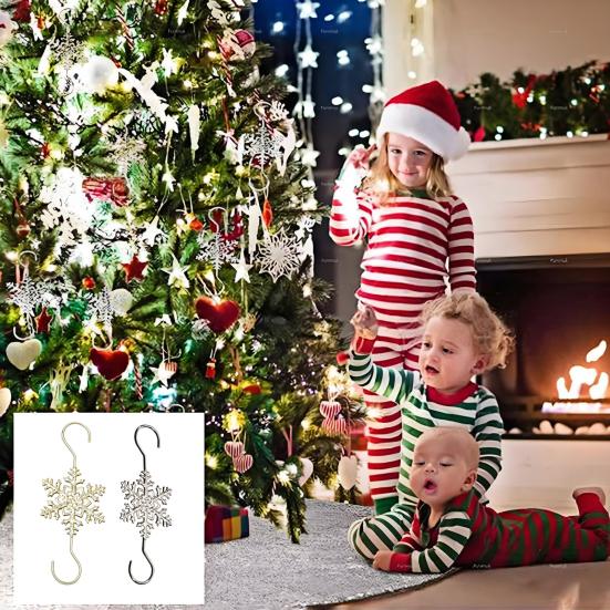 5/10Pcs Christmas Hook Snowflake Design Stainless Steel Hooks Winter Theme Home Holiday Decor Accessory
