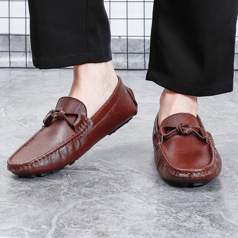 Fashion Men's Casual Leather Shoes Four Seasons Plus Size Soft Sole Comfort Outdoor Fashion Youth Business Leather Shoes Driving Shoes