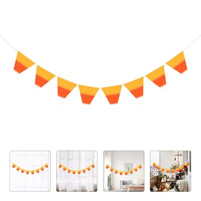 Fall Decor Yellow Orange White Pennant Autumn Wreath Stylish Pull Flag Party Decorative Banner