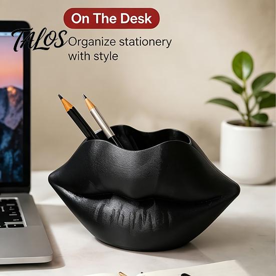 Artistic Lip Sculpture Decor Shaped Storage Box, Decorative 3D Printed PLA Sculpture, Unique Vanity Accessories Creative Art Ornament for Makeup