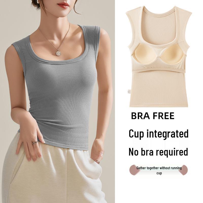 Women's Slimming Sleeveless Camisole with Built-in Chest Pad - Spring/Summer