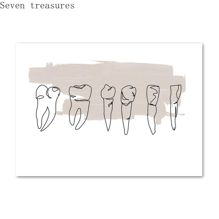 

Абстрактные Линии Зубы Современное Настенное Искусство, Картина на Холсте, Эстетичные Постеры и Принты, Декор для Стоматологического Кабинета, Настенные Картины 21x30cm No Framed