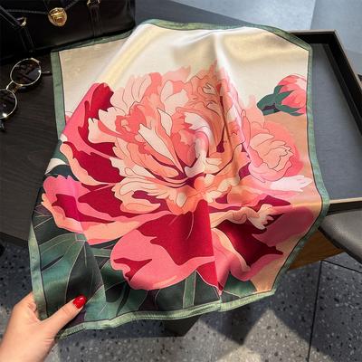 Natürlicher Seidenschal Damen Halstuch Quadratisches Stirnband Schals Bandana Mode Hijab Druck Poncho Schals Pashmina