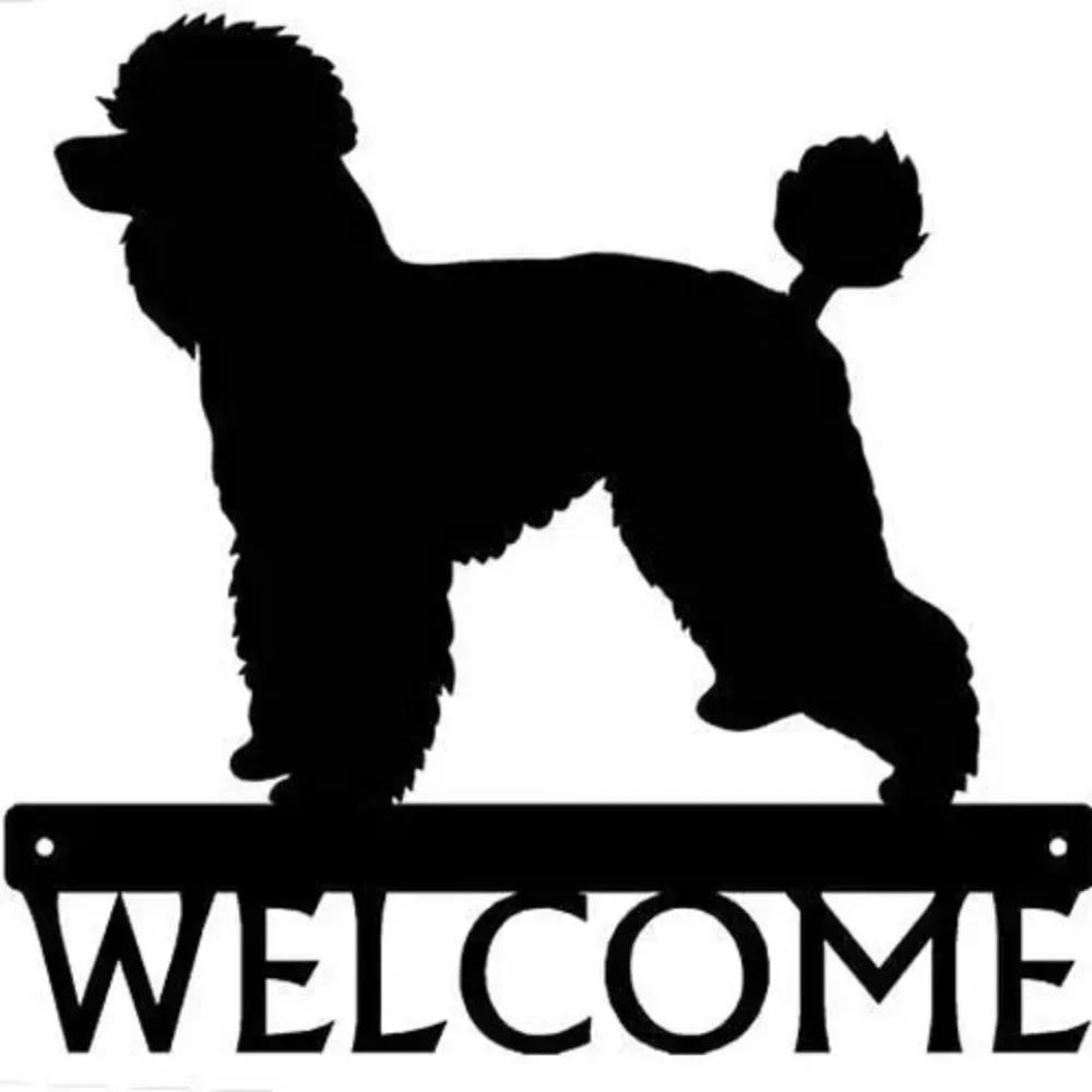 Poodle Dog Welcome Sign - 12 Inch Wide Metal Wall Art Storage Rack,  Charming Décor for Poodle Lovers and Home Entrances